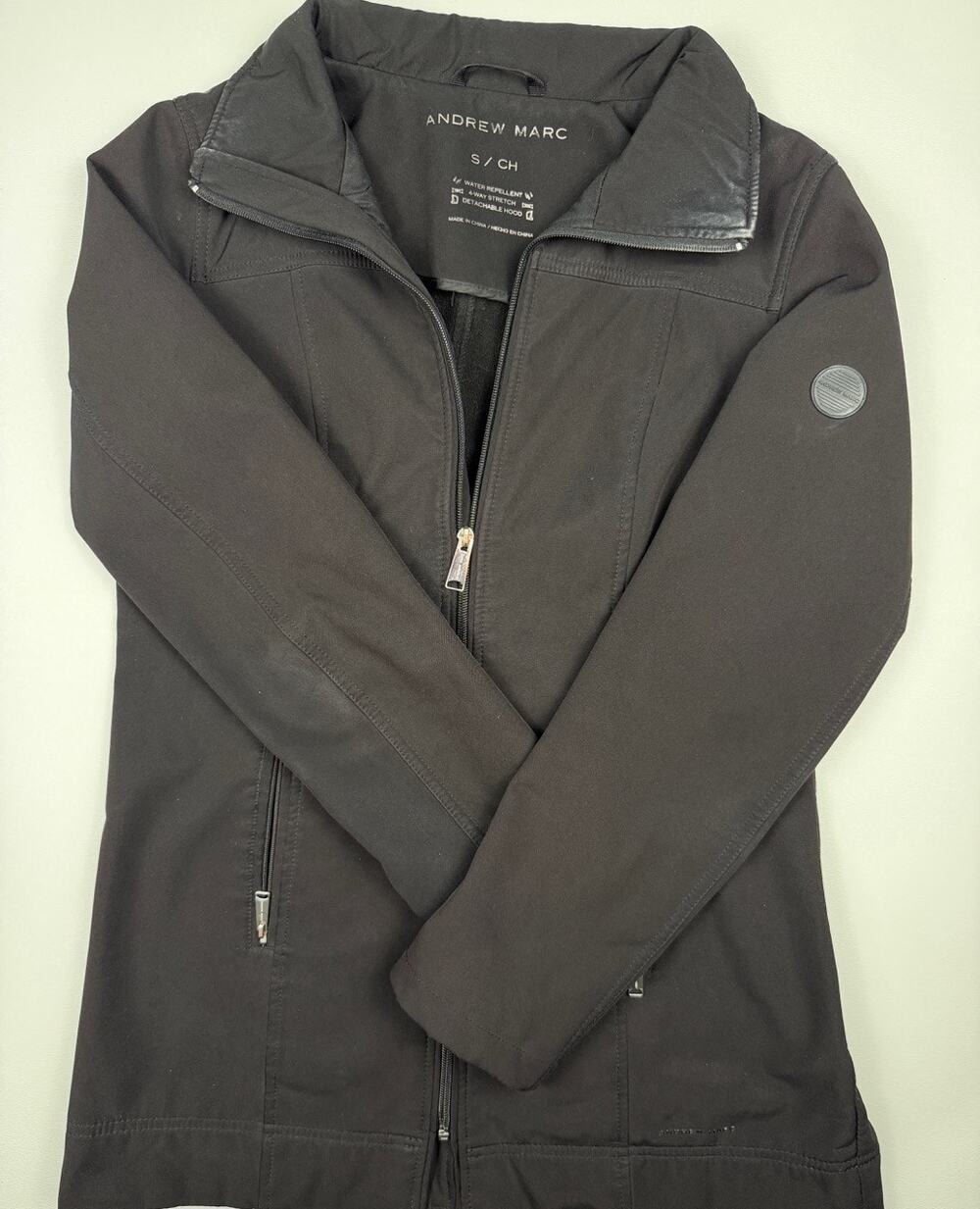 Andrew Marc Black Soft Shell Jacket Womens Small Water Repellent Stretch